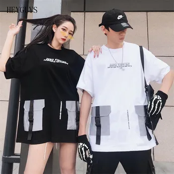 

NAGRI Free shipping 2020 Summer New Arrival Hip Hop Reflective Pocket Short Sleeve Cotton T-shirt S M L XL