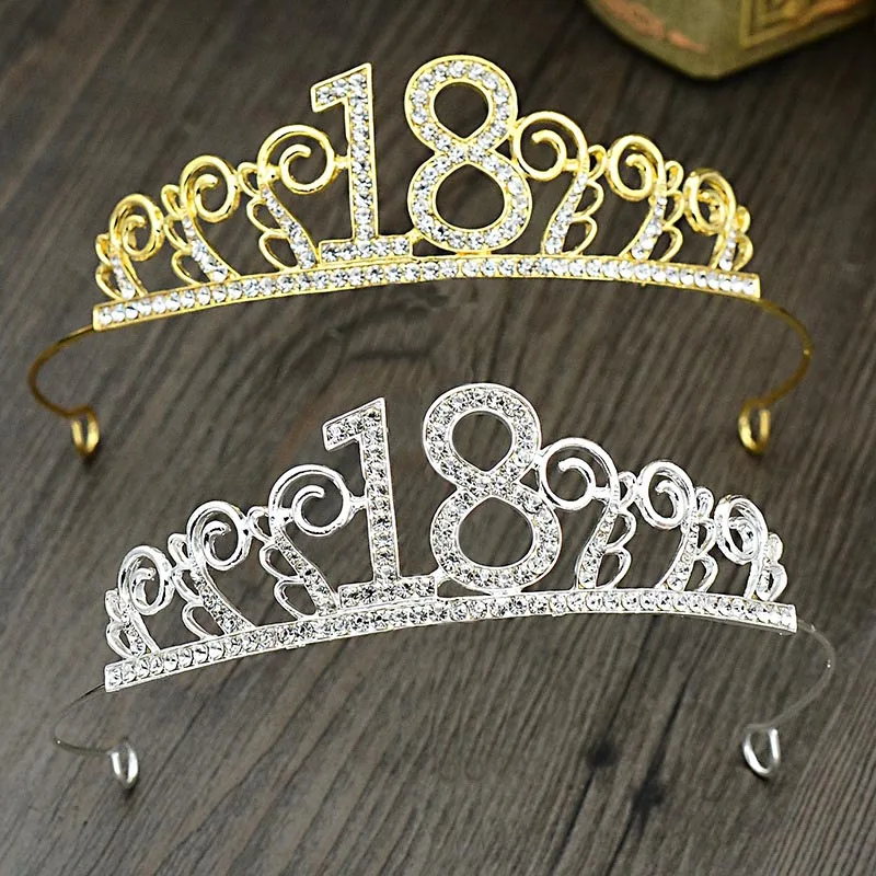 Девочки 18 день рождения тиара корона принцессы Кристалл 18 день рождения девушка шляпа для девочек 18 лет День рождения украшения принадлежности