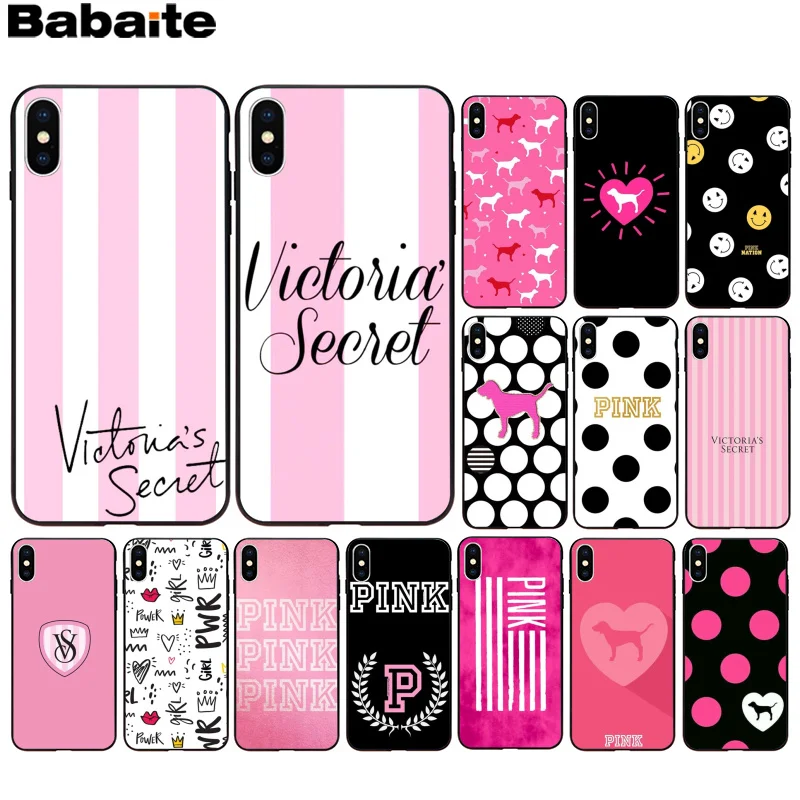 Babaite PINK LOVE PINK Soft Silicone black Phone Case for Apple iPhone 8 7 6 6S Plus X XS MAX 5 5S SE XR Mobile Cover