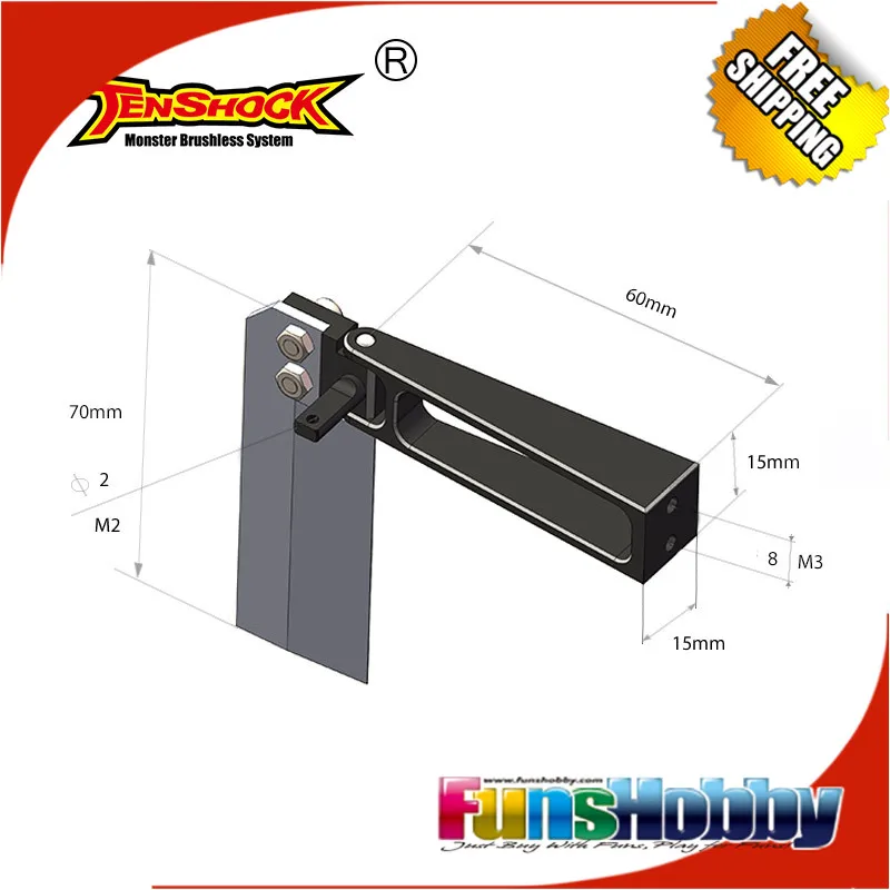 Tenshock руль набор TS-06015D 60 мм для RC модели лодки мини моно TS-06015D