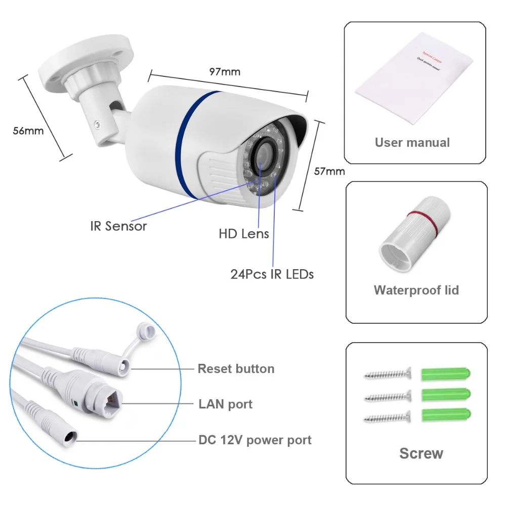 Gadinan 1080P 2MP 1920*1080 Беспроводная ip-камера IR Wifi для наружного наблюдения, водонепроницаемая камера видеонаблюдения, слот для карт TF P2P CamHi