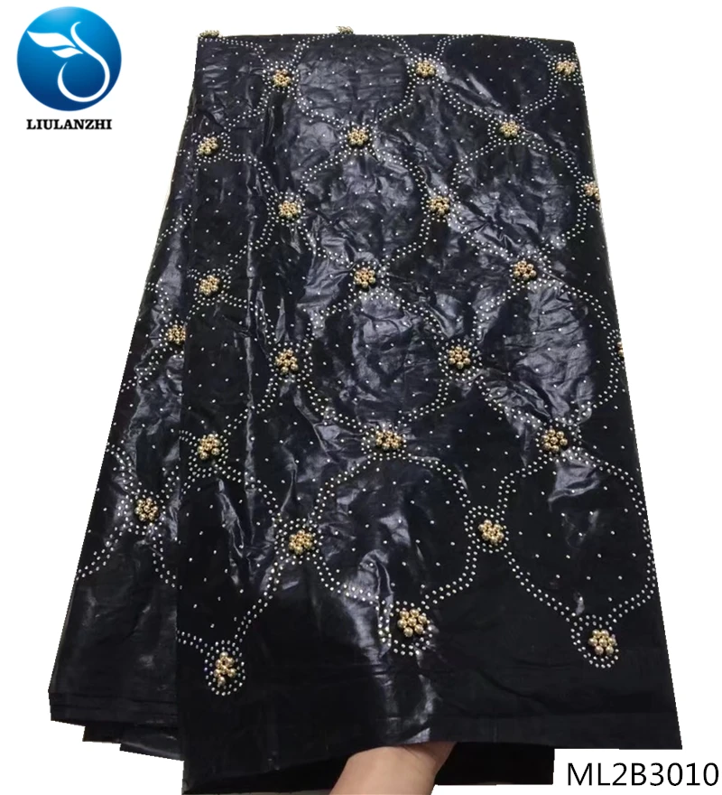 LIULANZHI Базен riche ткань синий getzner ткань Африканский Базен 5 ярдов/партия с золотыми бусинами ML2B30