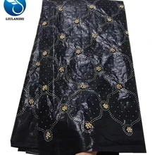 LIULANZHI Базен riche ткань синий getzner ткань Африканский Базен 5 ярдов/партия с золотыми бусинами ML2B30