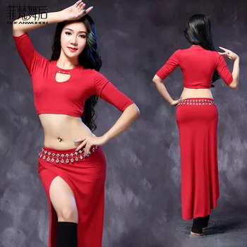 

2017 Rushed Branded Garments Belly Dance Costume Set Professional For Women Bellydance Top And Skirt FF6150