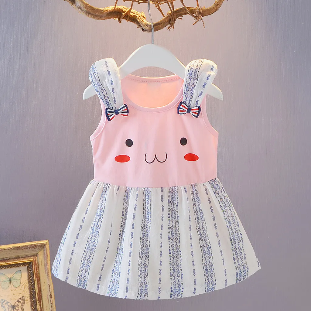

Toddler Infant Baby Kids Striped Cartoon Printed Princess Dress Outfits Clothing Infant Dress Year Dresses Girls Baby Clothing