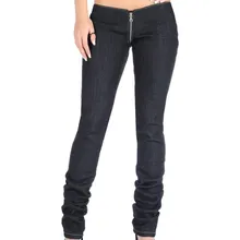 Сексуальные брюки с низкой посадкой, джинсы, женские брюки на молнии, узкие, черные, темно-синие