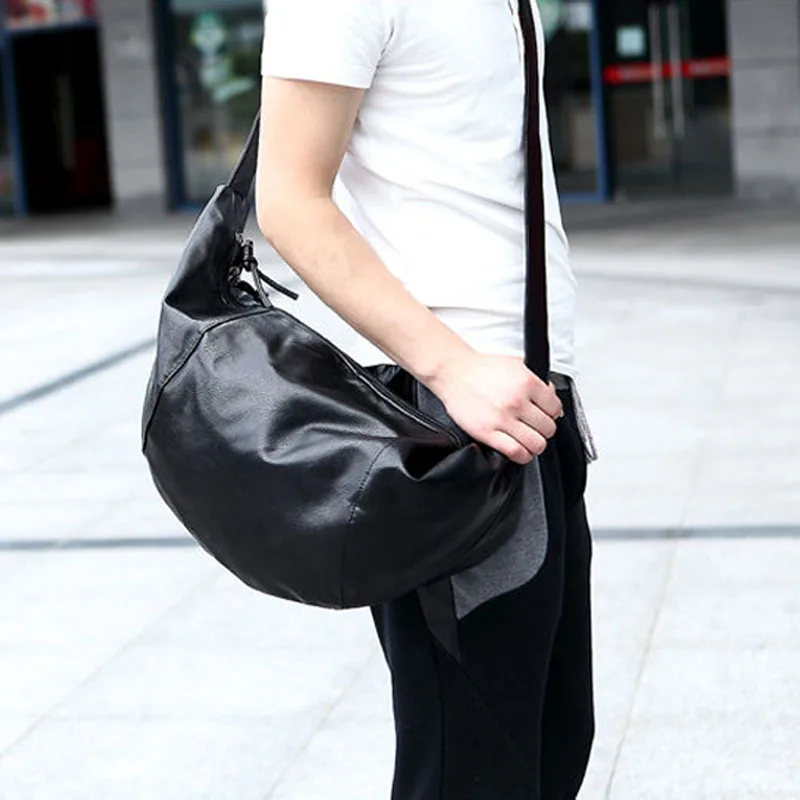 

Korean Fashion Men Leather Laptop School Book Cross Body Messenger Shoulder Back pack Sling Chest Casual Bag
