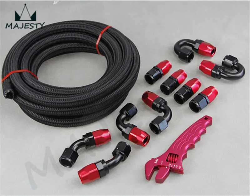 AN12 Stainless Steel/Nylon Braided Hose line +Fitting Adaptor+Wrench