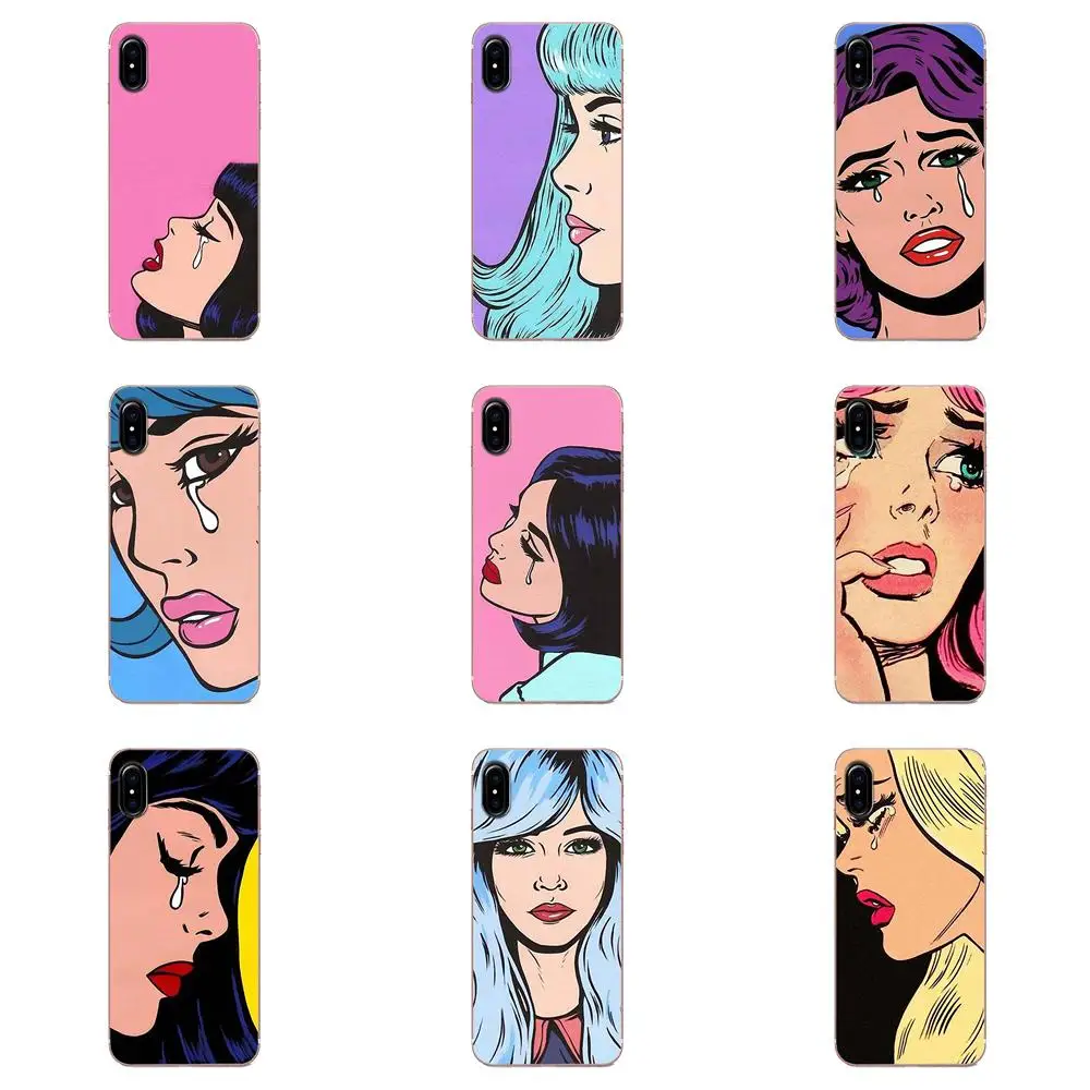

Vintage Pop Art Crying Girl TPU Cell Bags For Galaxy Alpha Core Note 2 3 4 S2 A10 A20 A20E A30 A40 A50 A60 A70 M10 M20 M30