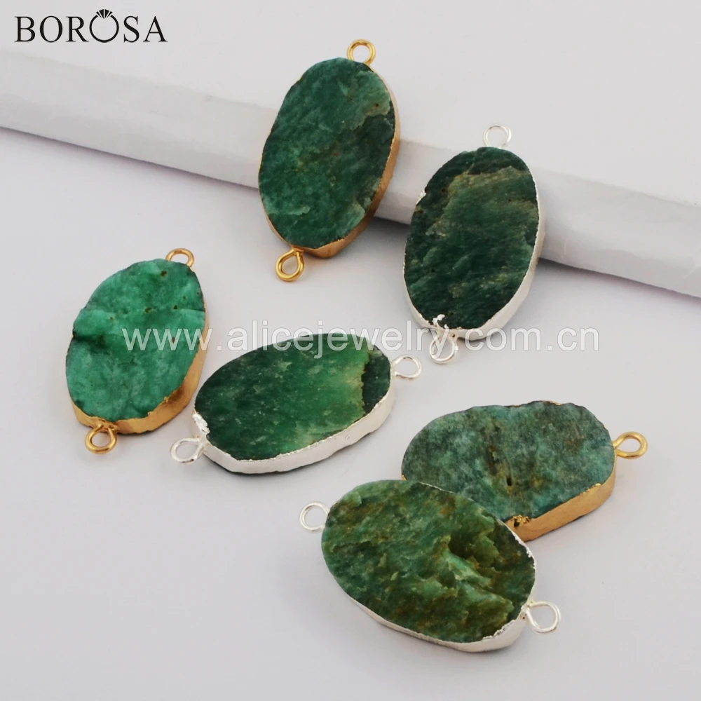 

BOROSA 5PCS Natural Australian Jades Connector Rough Gems Stone Jewelry for Fashion Charms Bracelet G1748
