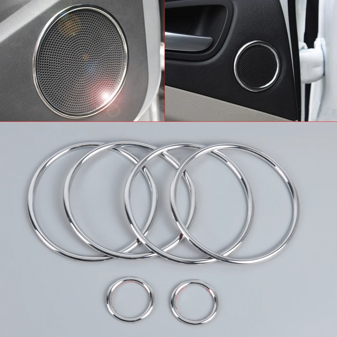 DWCX 6x Car Chrome Audio Speaker Stereo Decorative Ring Cover Loop