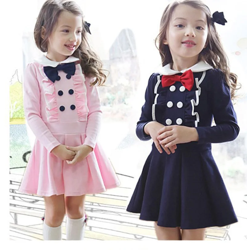 Lovely kids Winter clothes casual Girls Dress ruched children clothing ...