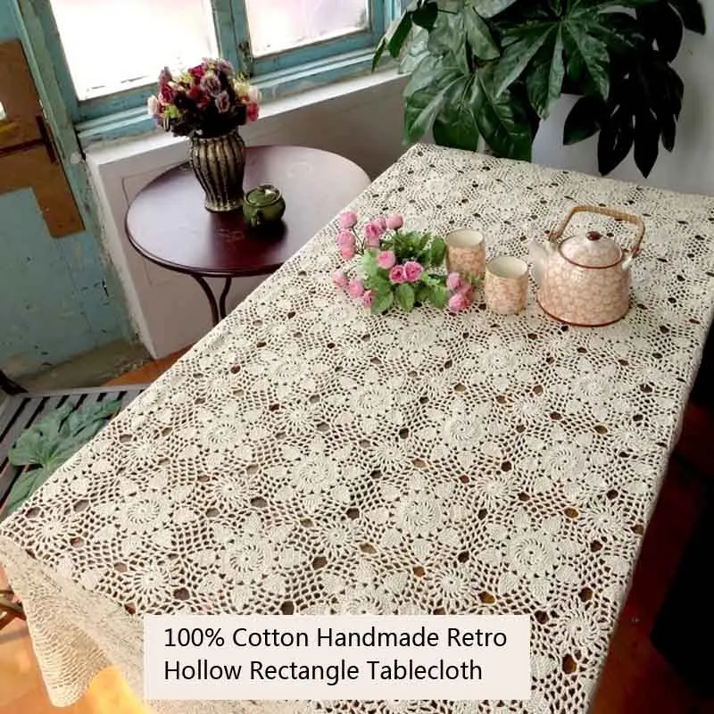 ^Cheap Retro Rectangle 100% Cotton Handmade Washable Wear-Resistant Tablecloths Hook Weave Hollow Out Table Covers for Everyday Use ^Cheap Retro Rectangle 100% Cotton Handmade Washable Wear-Resistant Tablecloths Hook Weave Hollow Out Table Covers for Everyday Use