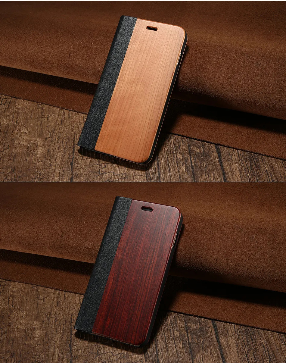 Wooden Flip Leather Case For Iphone 6 6S Plus Cover 1 (12)
