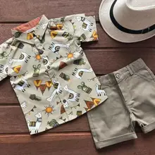 Toddler Kids Baby Boy Gentleman Clothes Shirt Alpaca Print Tops Shorts Pants Formal Outfit UK
