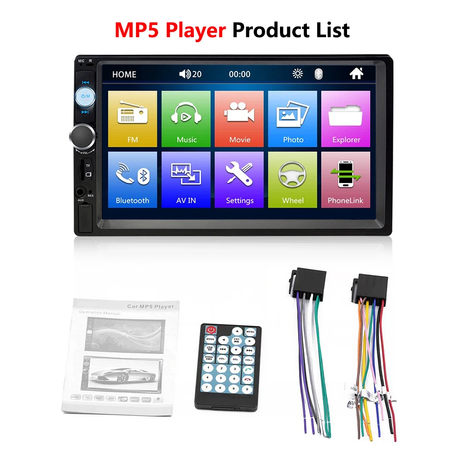 Excellent Jansite 7" 2 din Car Radio Android 8.1 player DVD digital 1080P Touch screen Wifi Double din car stereo Audio with Backup camera 19