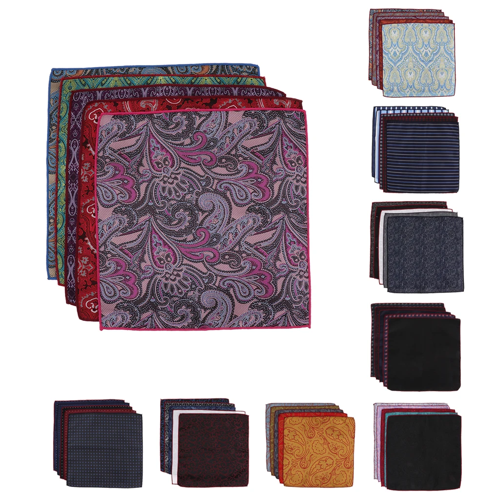 

5PCS Silk Pocket Squares for Men Handkerchief Hanky Decorative Suits Hankies