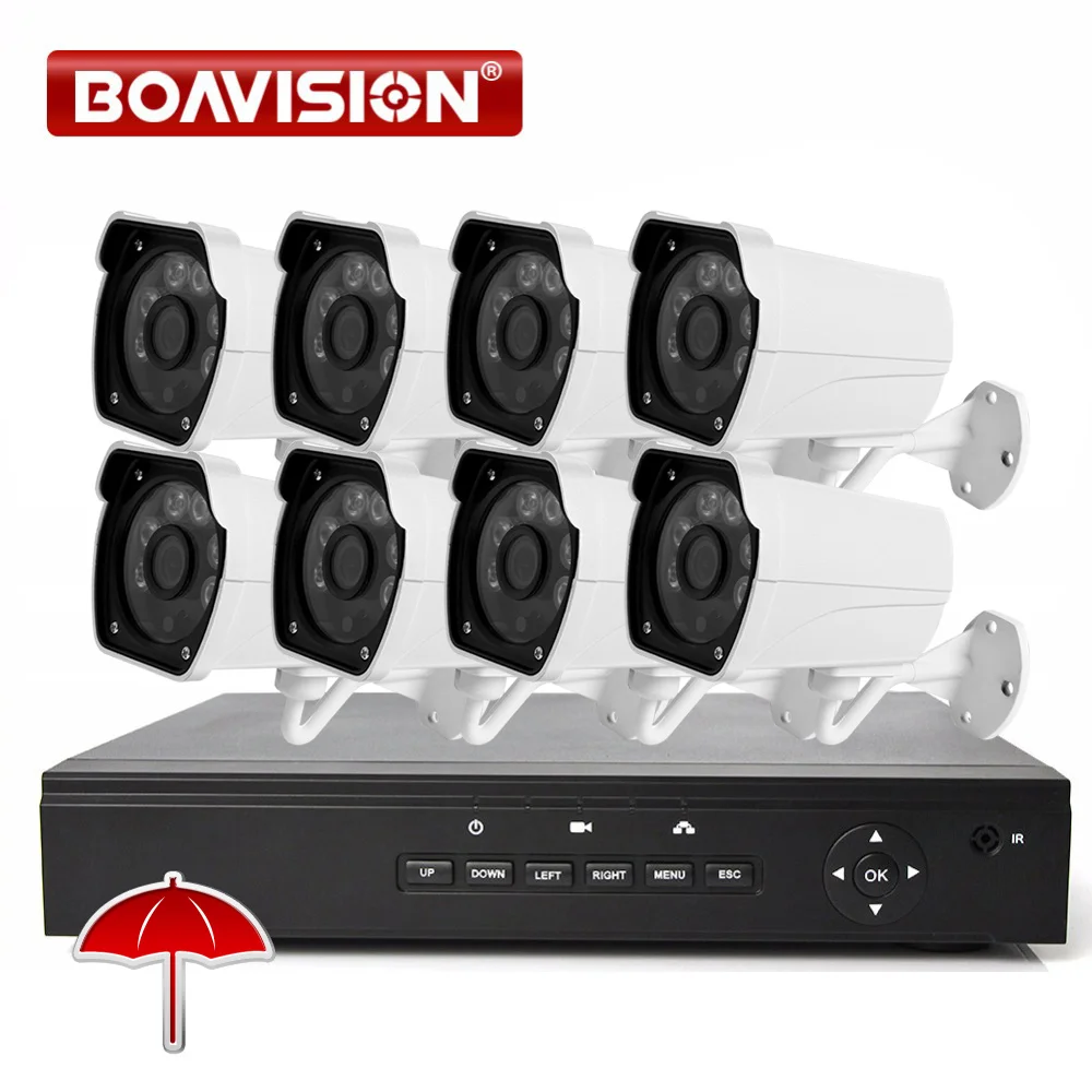 

720P 1.0MP Security Camera System 48V POE NVR Whit 8pcs 1280*720 ONVIF POE IP Camera Outdoor 8CH CCTV Video Surveillance