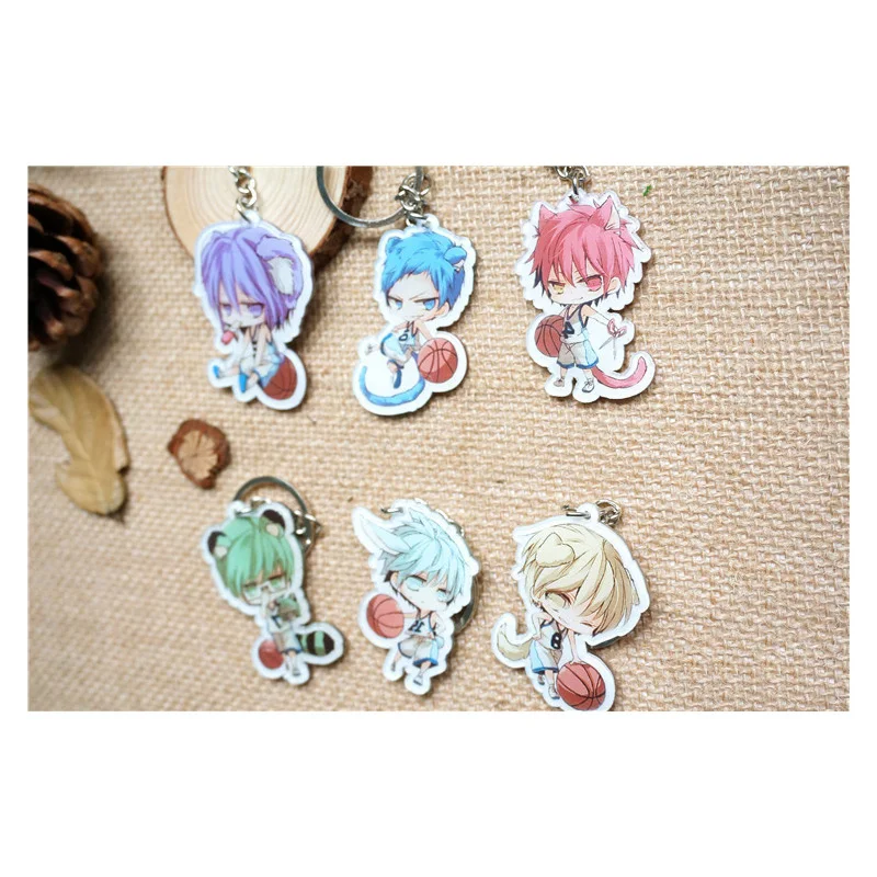 6 шт./компл. аниме KeychianKuroko no Basket Figures Kuroko Tetsuya Kagami Taiga Kise Ryouta Rabbit Ear Cosplay Keyring Portachiavi|rabbit