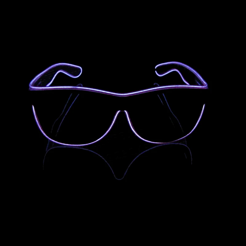 LED Glowing Glasses Flashing Glass EL Wires Novelty Party Decorative Club Lighting Cosplay Masks Gift Bright Light Sunglasses - Цвет: Purple