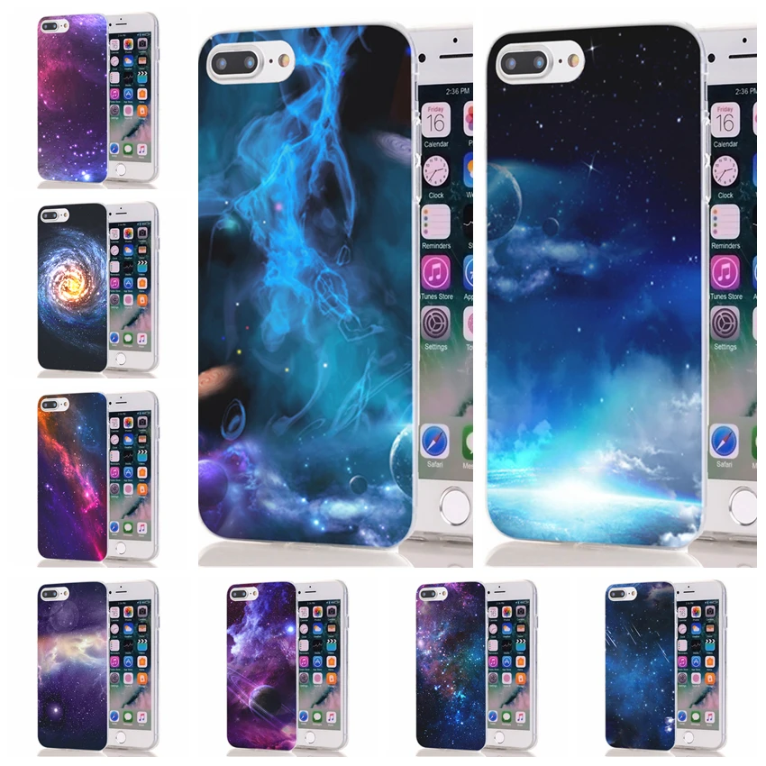 Beste Zachte Telefoon Case Voor iPhone 6 6 S Plus 7 7 Plus 8 8 Plus iPhone X TPU Kleurrijke nacht droom Buitenste Ruimte Case L054