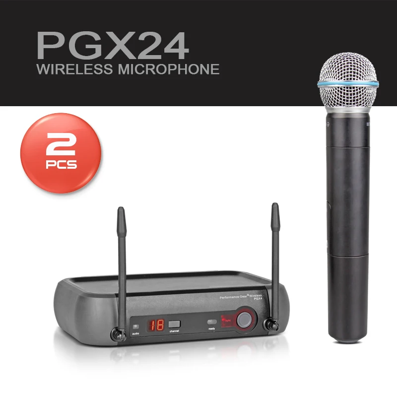 

Free Shipping !! 2 PCS 2 Pieces UHF Professional Wireless Microphone System PGX24/BETA58 PGX14 PGX4 PGX2 MIC + CASE for STAGE