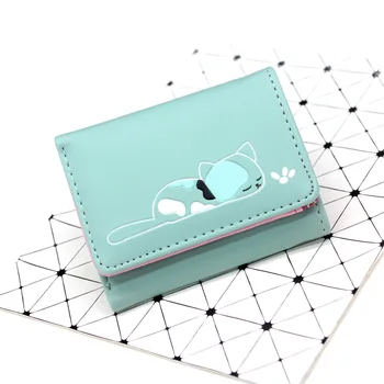 

Women cute cat wallet small Girls wallet brand designed PU leather women coin purse Carteira female card holder wallet billetera