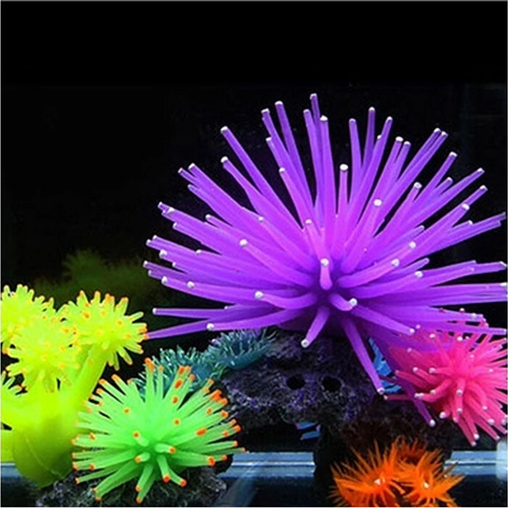 

1Pcs Artificial Silicone Fish Tank Aquarium Fake Coral Plant Underwater Aquatic Sea Anemone Ornament Decoration 6 Colors