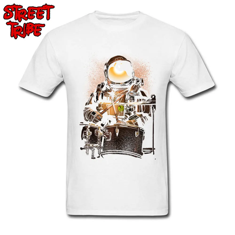 Men's New Coming comfortable Tops Shirt O Neck Summer Fall Cotton T Shirts cosie Short Sleeve astronaut space drummer Tee-Shirts astronaut space drummer white