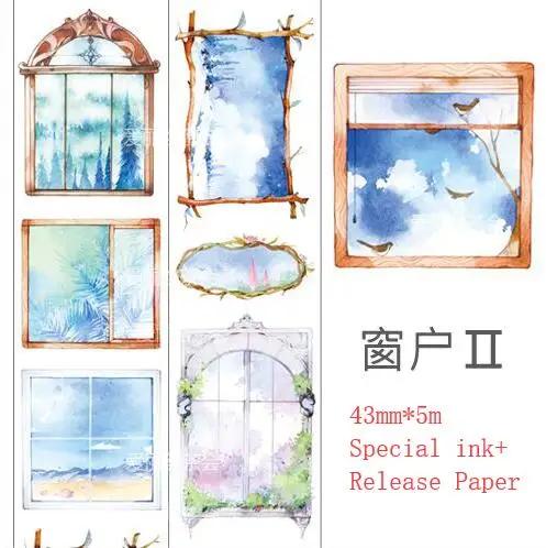 

Special ink 43mm wide Beautiful scenery outside the window Washi Tape DIY Scrapbooking Sticker Masking Tape School Office Supply