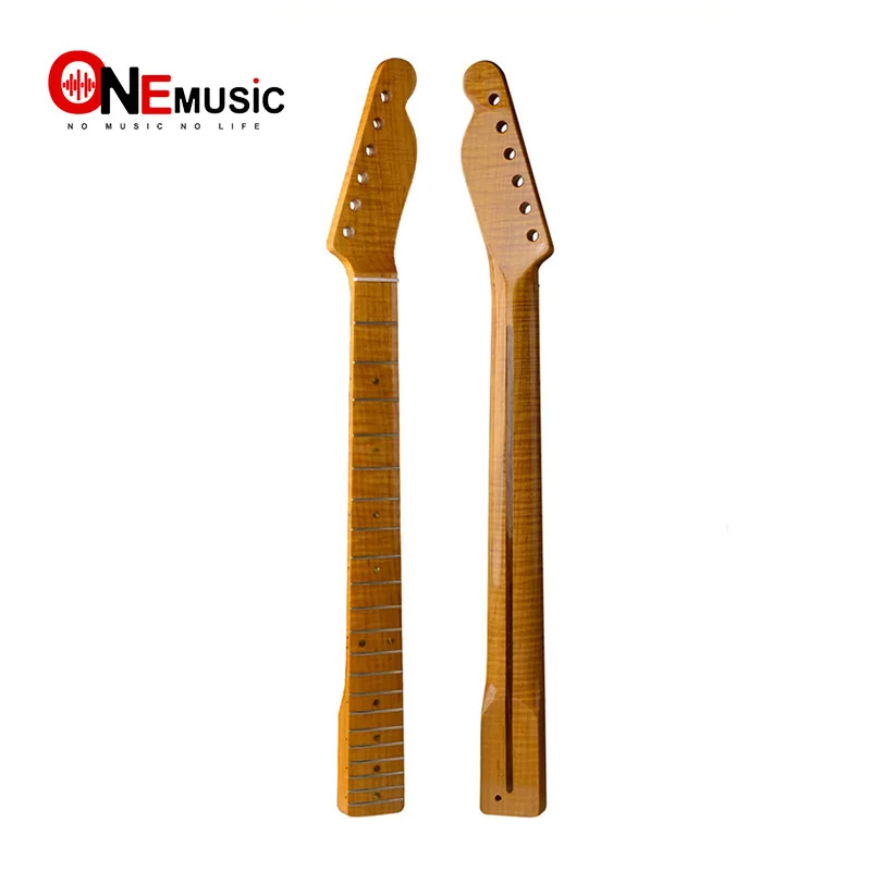 

Tiger Flame Maple 21 Fret Neck For TL Electric Guitar Neck Replacement Abalone Dots Yellow Glossy