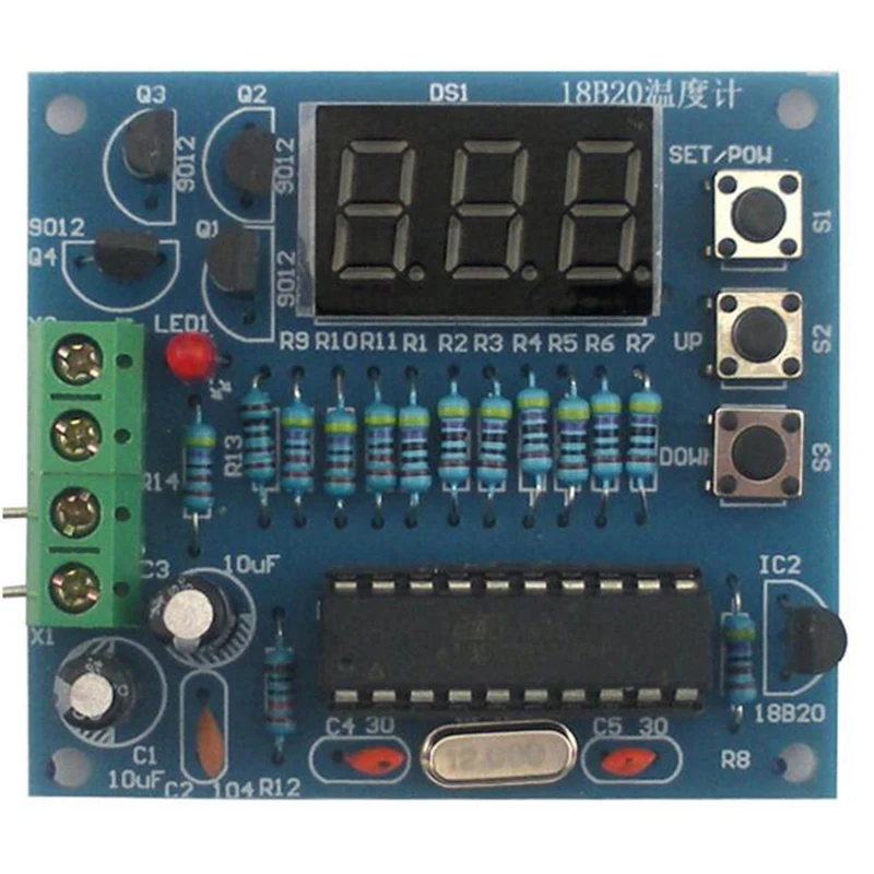 DIY Наборы AT89C2051 DS18B20 комплект цифровой Температура контроллер микроконтроллер