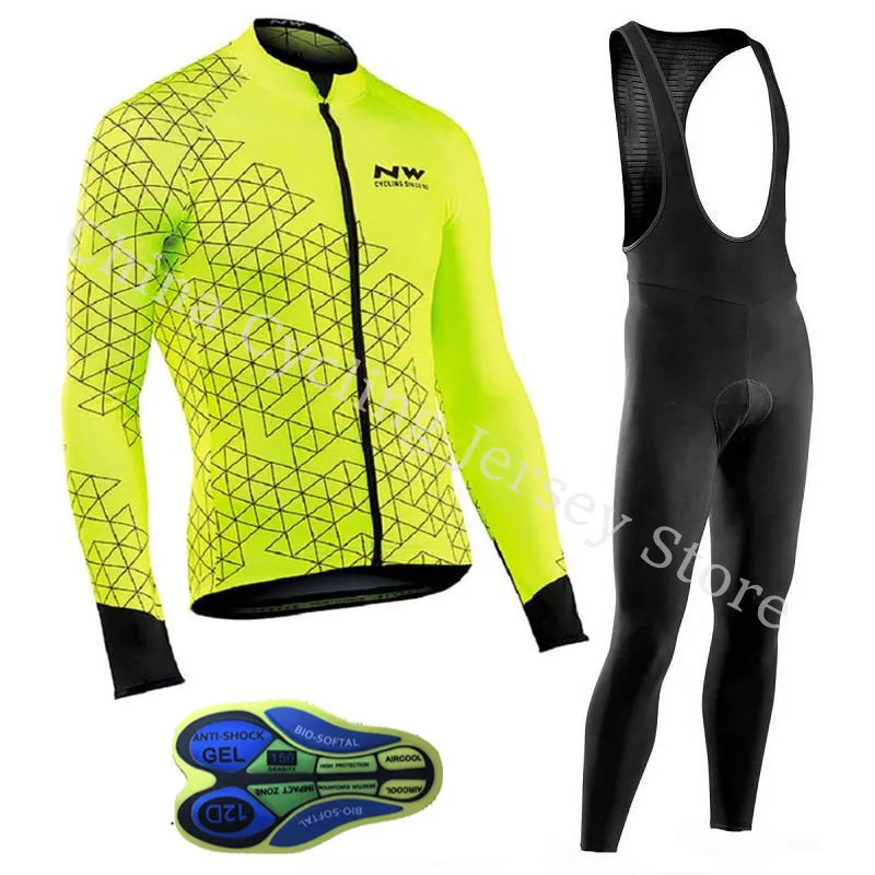 

NW New Cycling Jersey Suit 2019 Pro Team Men long Sleeve Mountain Bike Clothing Bicycle Sports Wear ropa ciclismo hombre A7