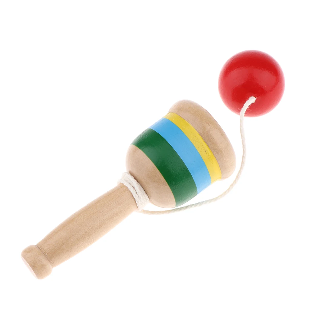 Traditional Kendama Cup and Ball Game Japanese Ball Toss Catching Ball Game Fun Air Trackball Game Toy Wooden Educational Toys