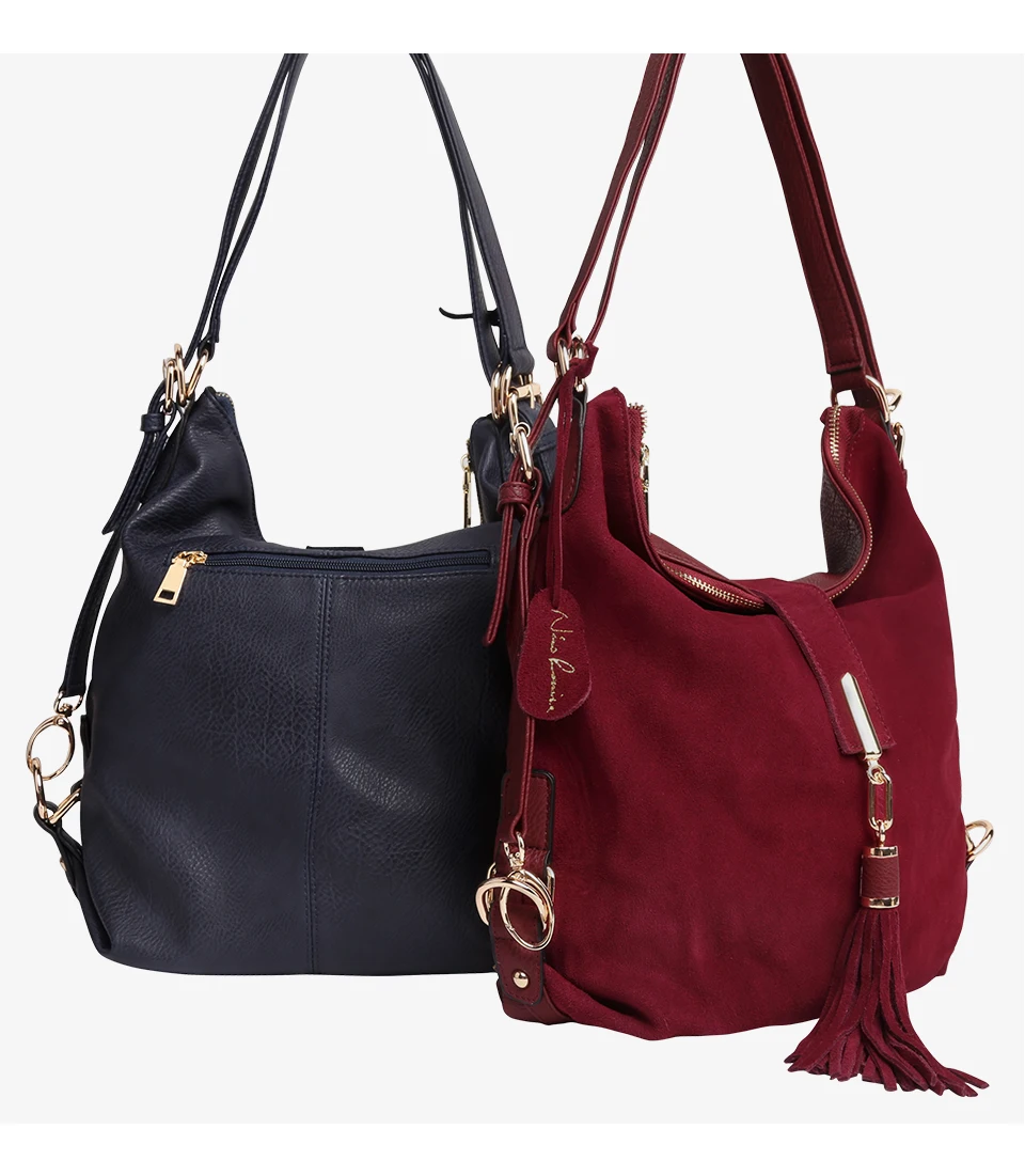 Women Real Split Suede Leather Shoulder Bag Female Leisure Nubuck Casual Handbag Hobo Messenger Top-handle bags