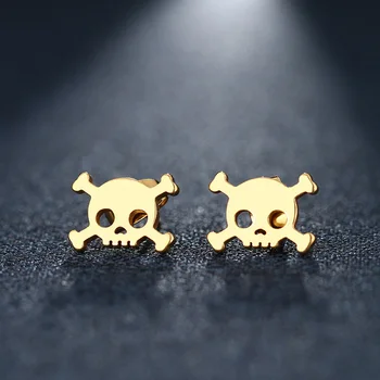 

DOTIFI Stainless Steel Stud Earring For Women Man Skull Gold And Silver Color Lover's Engagement Jewelry Drop Shipping