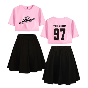 

2019 Harajuku World Tour GOT7 two-piece Skirts Sets Kpop Present You Accessories New women fashion summer umbilical Kpop fashion