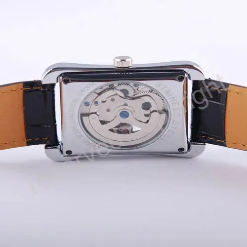 Мужские автоматические механические наручные часы на кожаном ремешке|leather