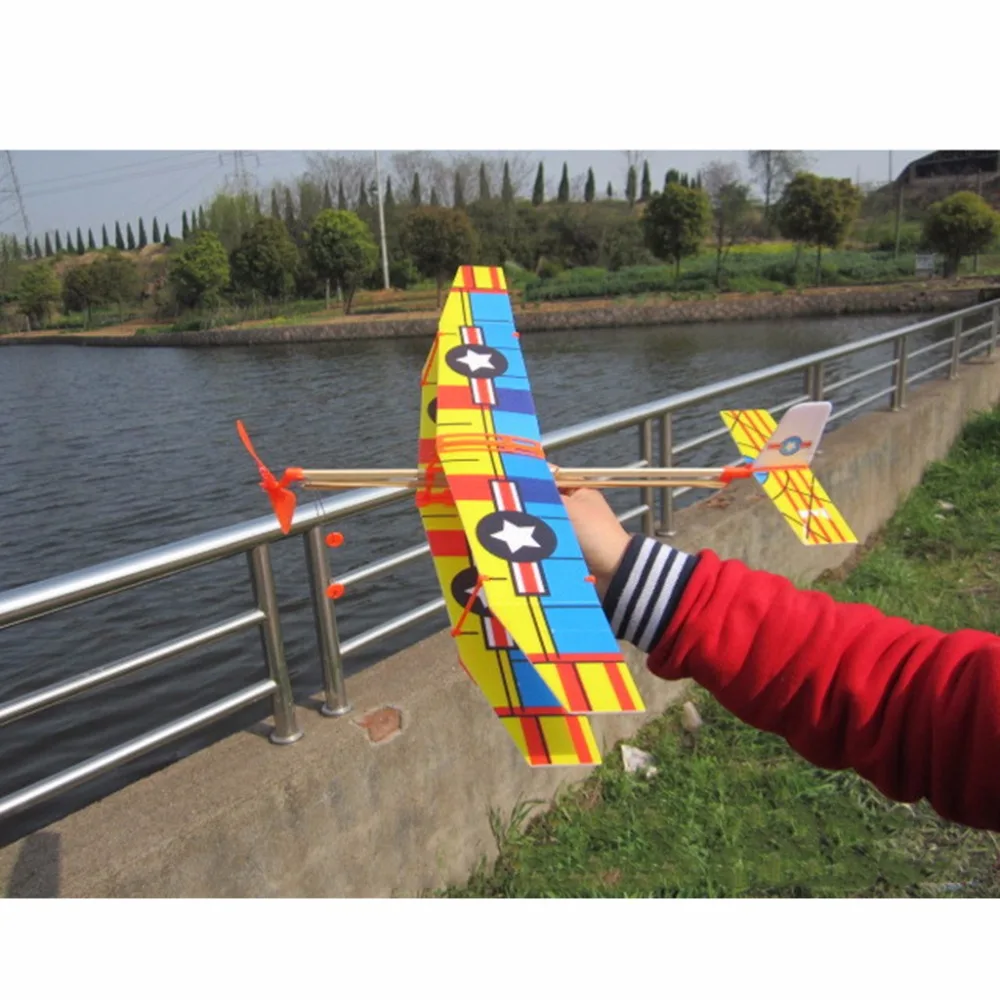 

Rubber Band Powered Glider Flying Plane Airplane DIY Assembly Model Teenager Toy
