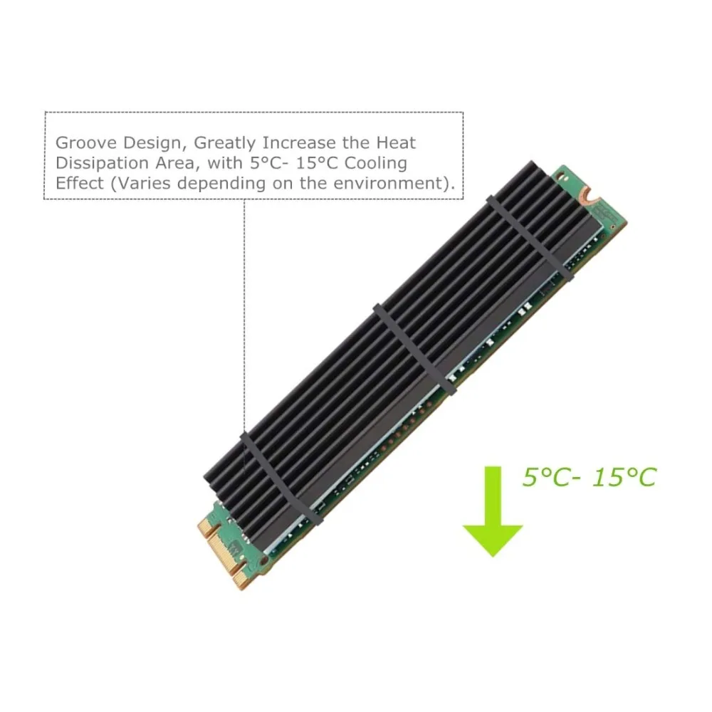2 шт YOUNUON алюминиевые радиаторы для PCIe NVMe M.2 2280 SSD с силиконовой термопрокладкой, DIY ноутбук ПК Память охлаждающий плавник излучения