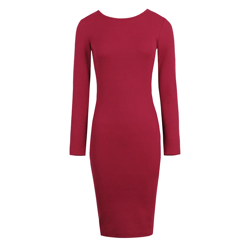 Sisjuly 2017 Autumn Female Red Bodycon Dresses Hollow Out Party Dresses Pencil Burgundy Dress Spring Full