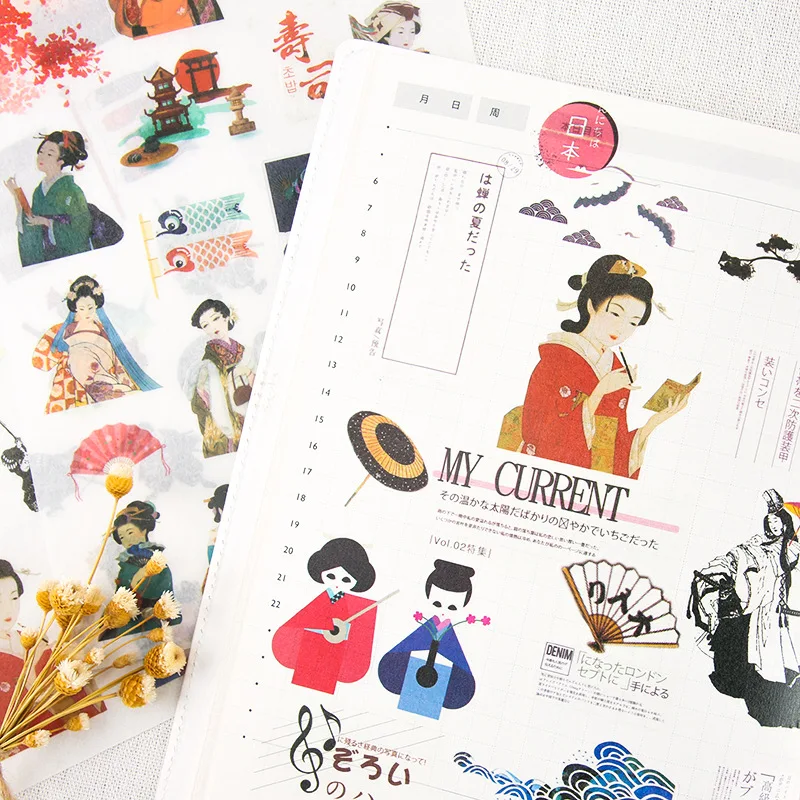 5 Sheets/Pack Creative Tokyo Story Decoration Scrapbooking Large Stickers Transparent PVC Stationery Planner | Канцтовары для офиса
