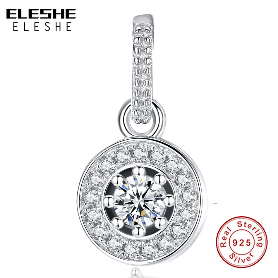 

ELESHE Cubic Zirconia Necklaces Heart and Arrows Pendant Solid 925 Sterling Silver Vintage Jewelry Without a Chain