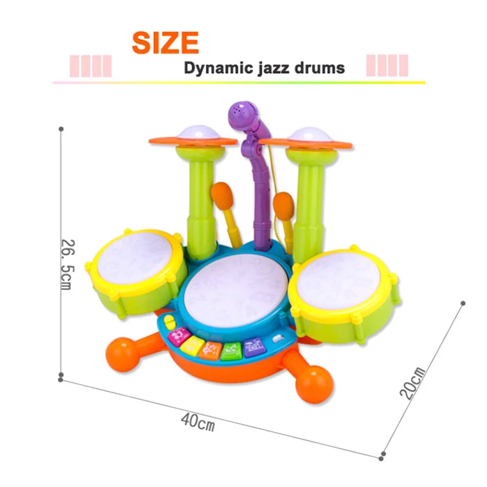 Детский музыкальный набор барабанов с микрофоном, набор инструментов, игрушка-головоломка, Ранняя игрушка для обучения подарки для мальчиков и девочек