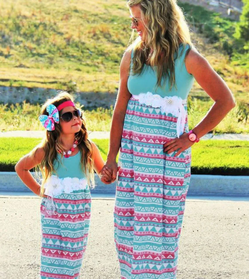 Mommy and Me Matching Dresses 2018 Summer Mother and Daughter Girls