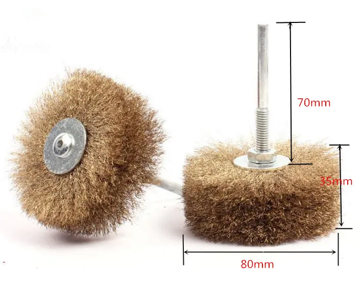 2pcs 80mm Flat Steel Wire Brush Wheel with 6mm shaft Electric Drill
