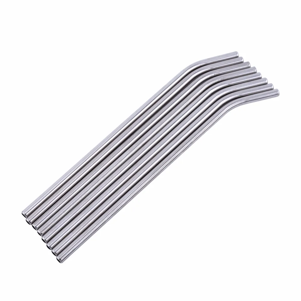 

8PCS Drinking Straw Stainless Steel Metal Drinking Beverage Straws Set w/ 3 Reusable Cleaning Brushes Kit Stainless Straws