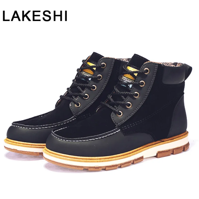 

2018 Autumn Winter Shoes Men Ankle Boots For Men Casual Shoes Work Lace Up Adult Snow Boots Men Safety Sneakers Plus Size 39-46
