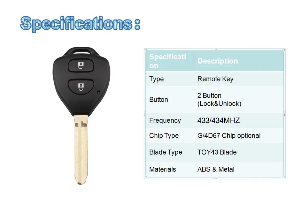 BHKEY 2 кнопки дистанционного ключа без ключа вход G/4D67 чип Опционально для Toyota Camry Corolla Prado RAV4 Vios Hilux, Yaris 433 МГц Автомобильный ключ