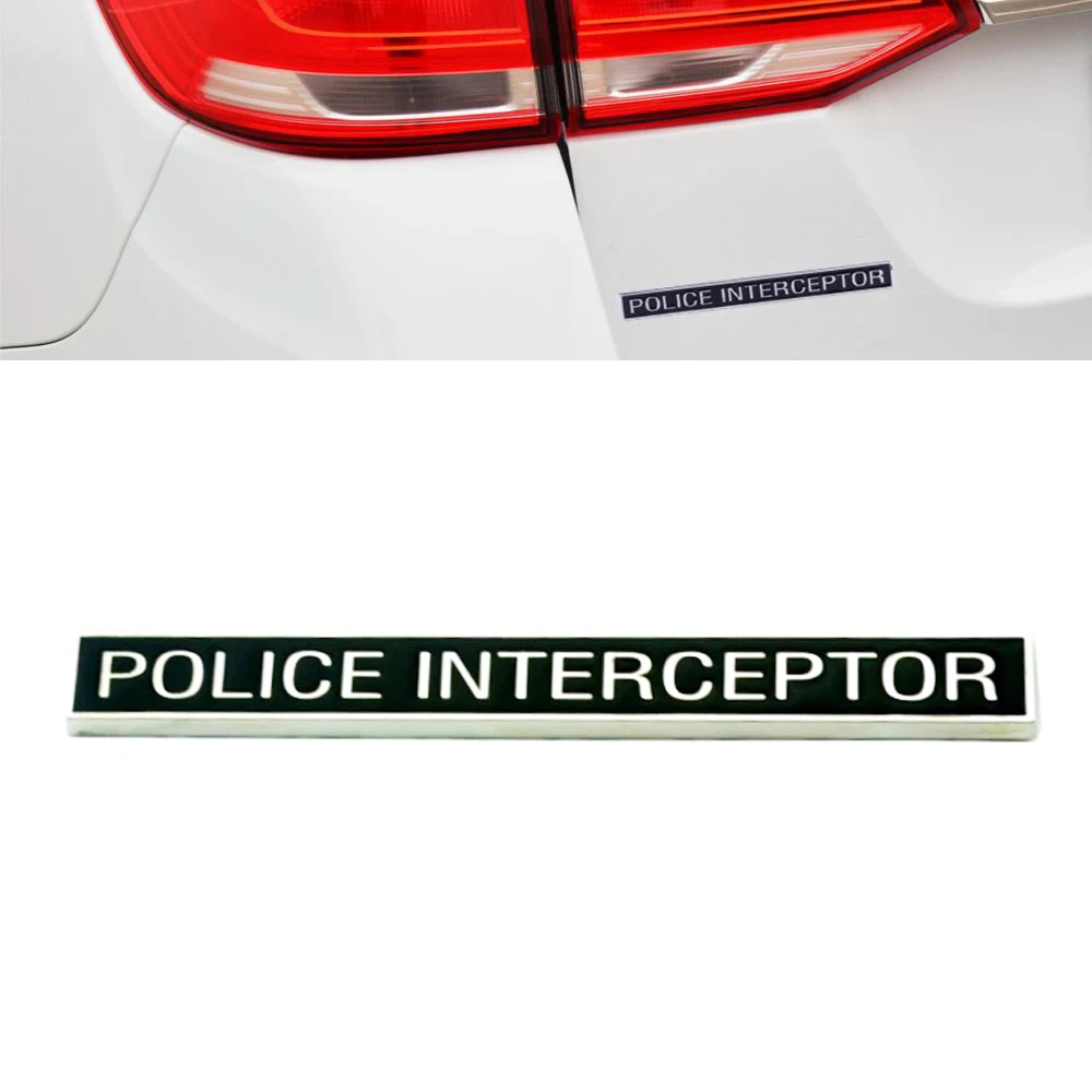 

JEAZEA New POLICE INTERCEPTOR ABS Emblem Badge Car Trunk Sticker Fit for Ford Car Styling